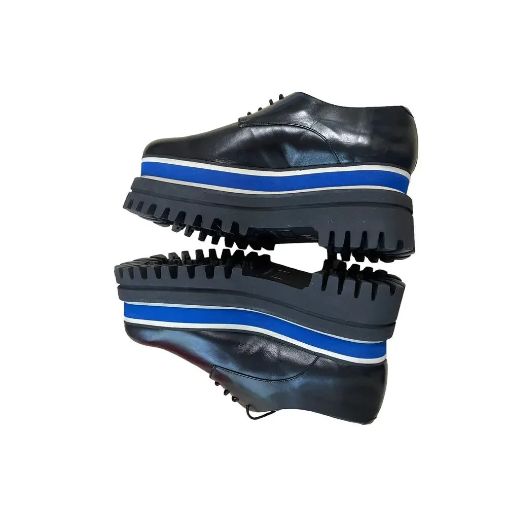 Paloma Barcelo Womens US 9 EU 40 Leather Lug-Sole Platform Oxford Black Shoe